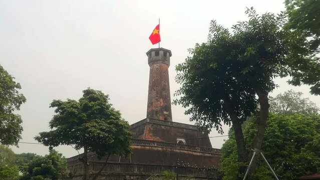 Flag tower. Ha Noi Flag tower. Lookout tower. Flag tower of Ha Noi. Thang Long Imperial Citadel. Ha Noi, Vietnam.