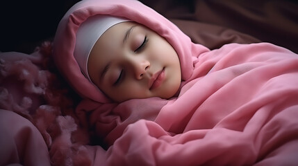 a cute cute cute Muslim little girl sleeping