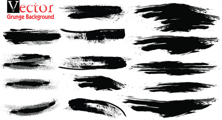 Grunge Paint stripe . Vector brush Stroke . Distressed banner . Black isolated paintbrush collection . Modern Textured shape . Dry border in Black 