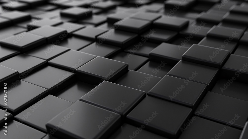 Poster abstract black 3d square blocks background. black cubes abstract background. random mosaic shapes. g