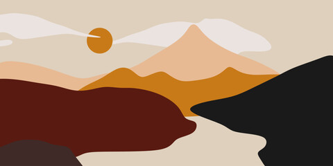 Abstract Mountain Landscape Background Vector Illustration