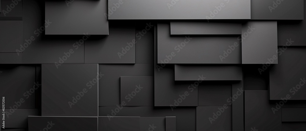 Aufkleber abstract black 3d square blocks background. black cubes abstract background. random mosaic shapes. g