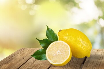 Yellow fresh ripe juicy lemon fruit
