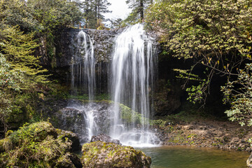 Fototapeta premium Mountain waterfall, Wawushan National Forest Park, Meishan city, Sichuan province, China