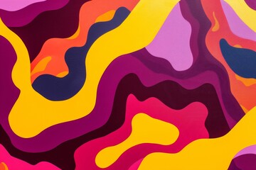 Contemporary Art Print Featuring Bold, Bright Melting Shapes, Evoking Happiness in Modern Patterns