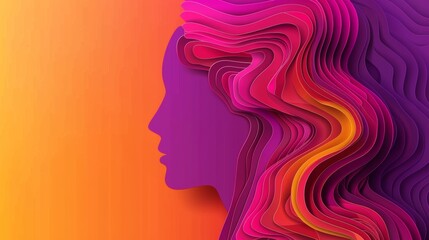 World Creativity and Innovation Day Celebration: Silhouette of a Woman's Profile Blending with Vibrant, Fluid Melting Patterns in a Digital Artwork