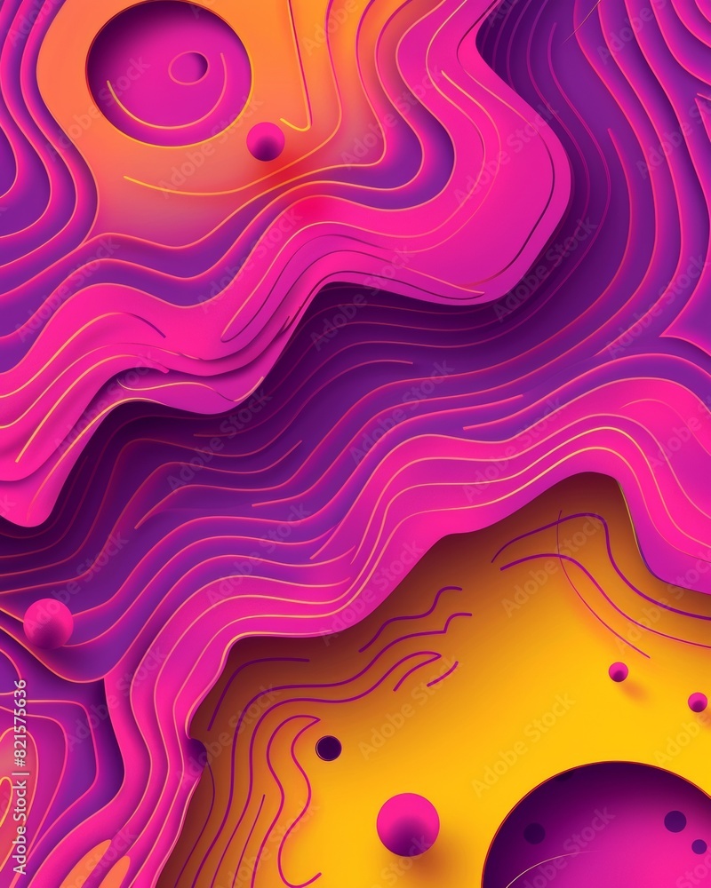Aufkleber Vibrant Psychedelic Patterns Featuring Fluorescent Colors and Dynamic Forms in a Modern Art Design