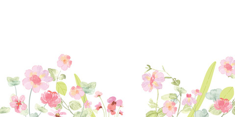 watercolor arrangements with small flower. Botanical illustration minimal style.