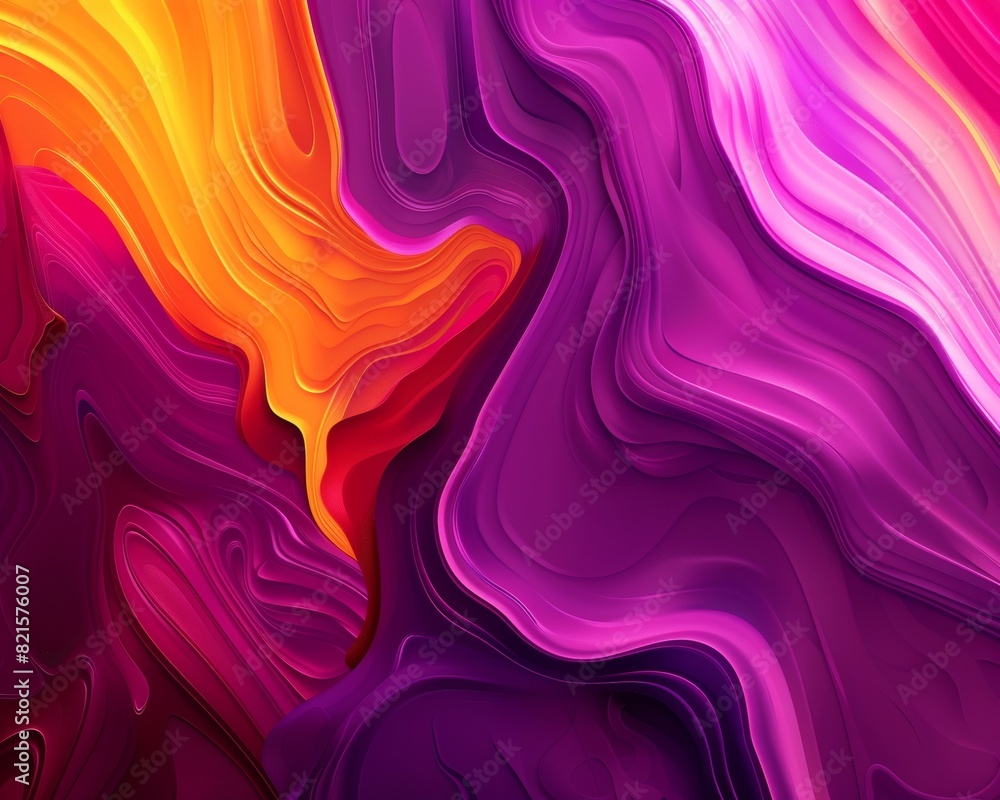 Poster joyful digital art illustration with bright melting patterns and fluid shapes in vivid colors