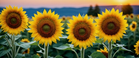 Sunflowers in summer Bright and cheerful sunflowers