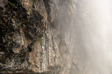 Mountain waterfall, Wawushan National Forest Park, Meishan city, Sichuan province, China