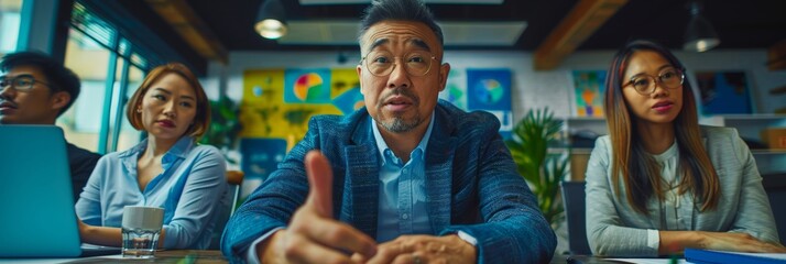 Financial Advisor Demonstrates AI Financial Planning Tools to Diverse Group of Clients in Modern Office Setting