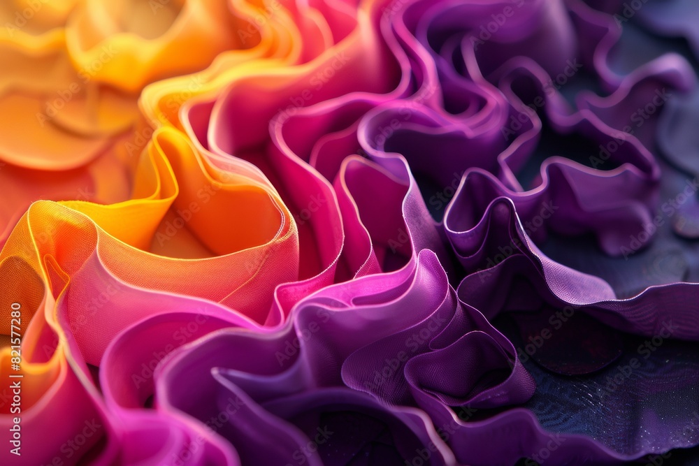 Poster Close-Up View of Melting Patterns on Colorful Fabric, Highlighting Intricate Details and Fluid Organic Forms in a Mesmerizing Visual Texture