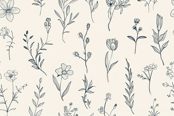 Clean background adorned with botanical line drawings - nature-inspired aesthetics