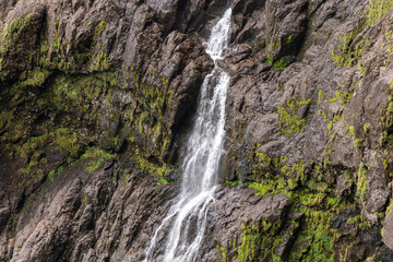 Mountain waterfall, Wawushan National Forest Park, Meishan city, Sichuan province, China