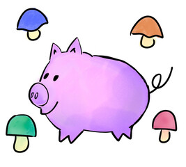 ピンクのぶたのイラスト