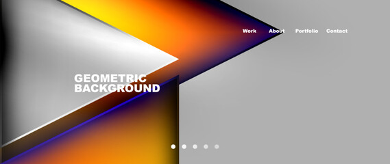 Flowing bright neon gradients geometric abstract background with triangles and lines. Fluid color pattern of color liquid gradient background for wallpaper, banner, background, card, landing page