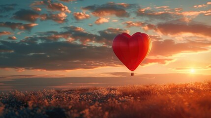 Fototapeta premium heart shaped balloon in the sky
