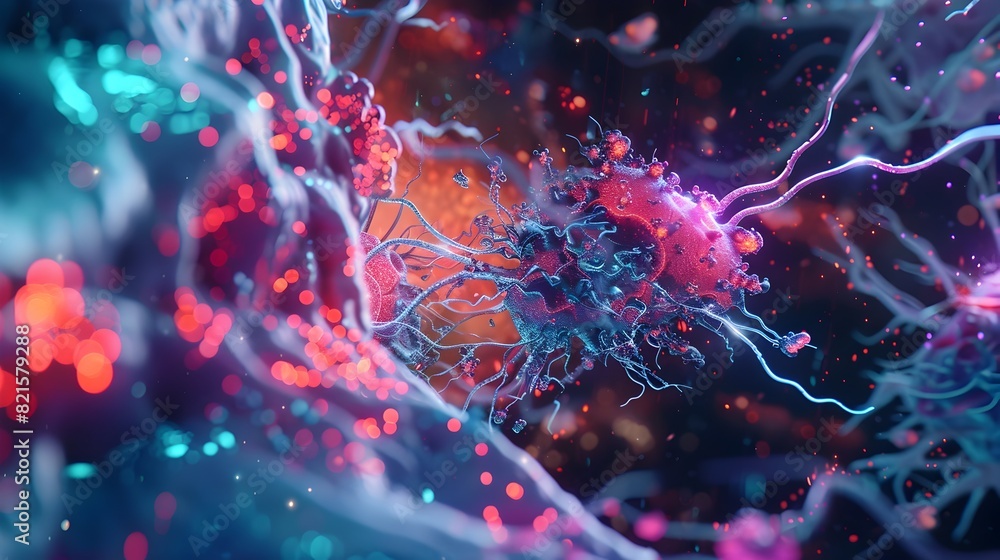 Poster mesmerizing d abstract interpretation of lifeaffirming microscopic universe in a research facility