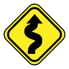 traffic sign winding road vector illustration
