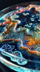 Mesmerizing Microbiome A Captivating Closeup of a Petri Dish Brimming with Hypnotic Microorganisms