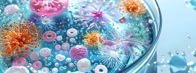 Vibrant Microscopic Lifeforms in a Petri Dish A Journey into the Unseen Realm of Microbiology