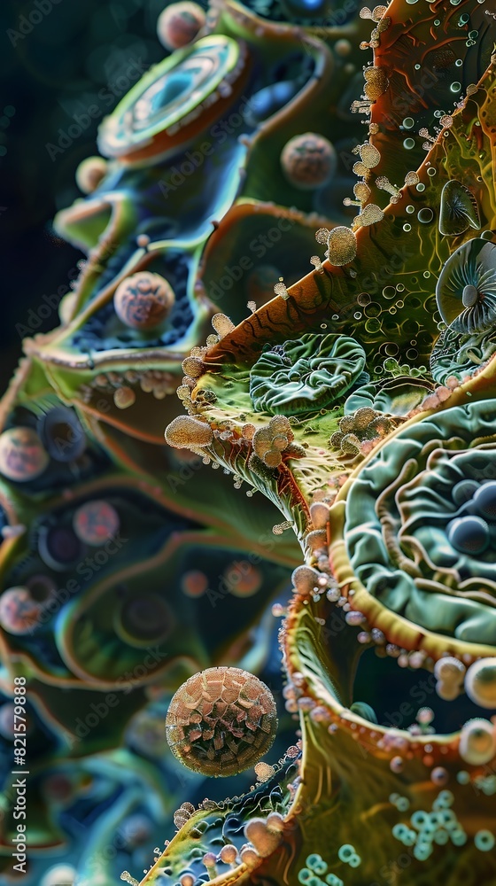 Poster intricate microscopic universe a d of diverse microorganisms patterns and structures