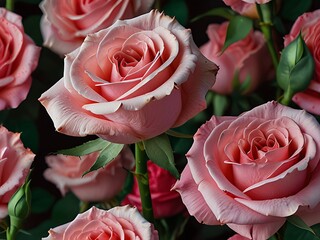 A pink background with numerous pink roses, creating a romantic and elegant backdrop.