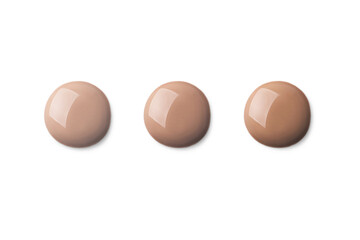 3 Three foundation shade swatches, round shape. Make up smear swatch foundation smudge texture...