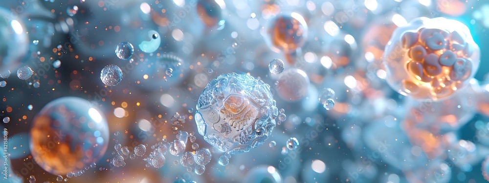 Aufkleber spellbinding universe of microscopic organisms a d of cellular matrices and crystalline textures