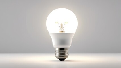 Sleek LED bulb against a white, minimalistic background with subtle lighting.