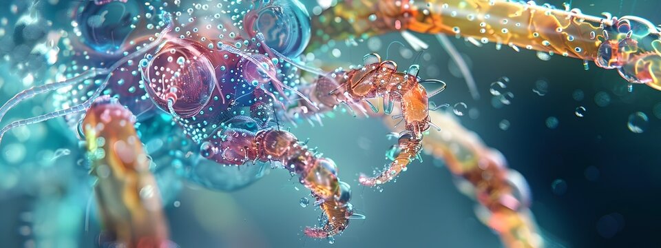 Mesmerizing Microscopic Aquatic Creature A D of an AlienLike Organism in a Dynamic Underwater