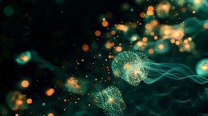 Obraz premium Bioluminescent Deep Ocean Microorganisms Putting on a Dazzling Light Show A Visual Symphony of
