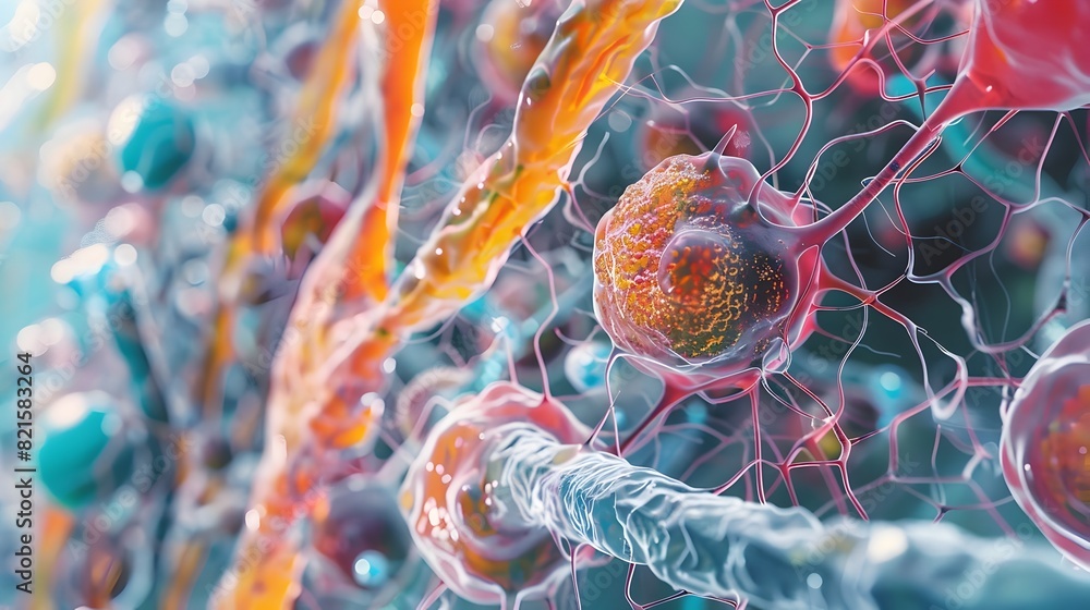 Poster d rendering of intricate microbial ecosystems on a minimalist laboratory backdrop