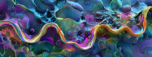 D Rendered Abstract Landscape Inspired by Microscopic Ecosystems A Clinical yet Vibrant