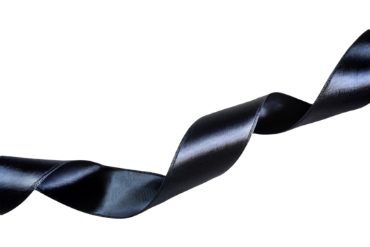 Black ribbon isolated on a transparent background. Ribbon PNG Generative AI	