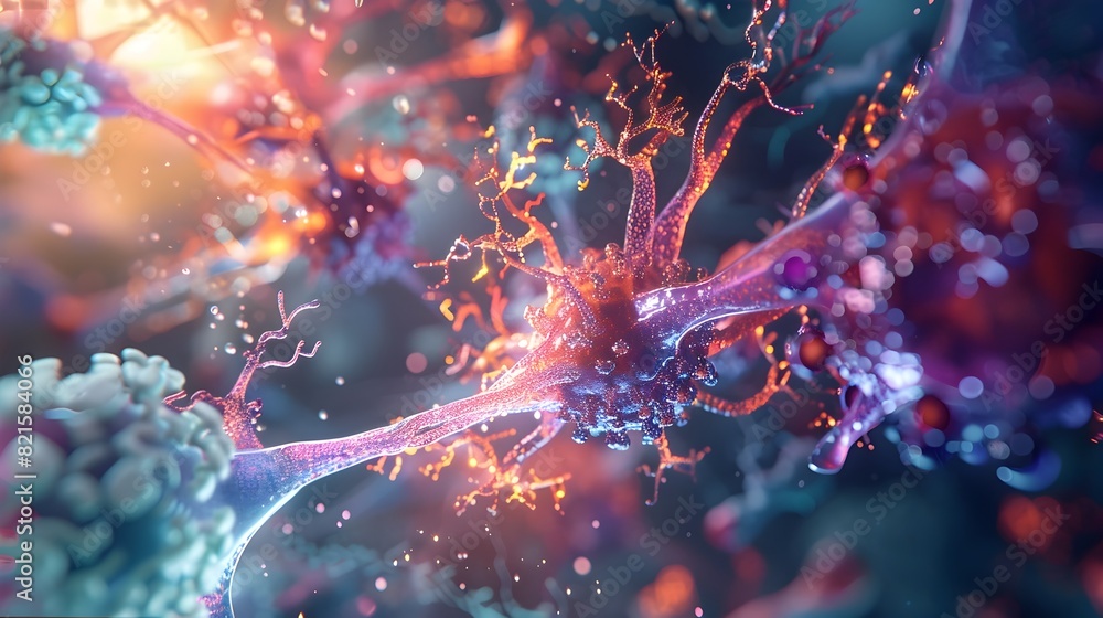Poster serene introspection a glimpse into the intricate jeweltoned microscopic lifeforms in a tranquil