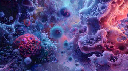 Hidden Universe of Vibrant Microscopic Organisms Revealed in Impressionistic D Rendering