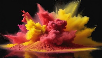 Festive Holi Colors Dance Against a Black Canvas