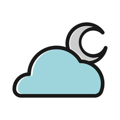 Weather forecast icon, moon and cloud overcast icon vector.