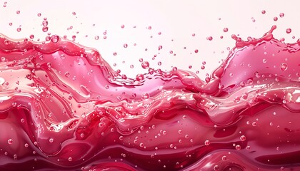 An attractive image of crimson strawberry jam or confiture flowing on a white background with room for advertisement, Generative AI.