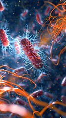 Intricate Dance of Microbes A Hidden Symphony of Cellular Activity Revealed in Photomicrography