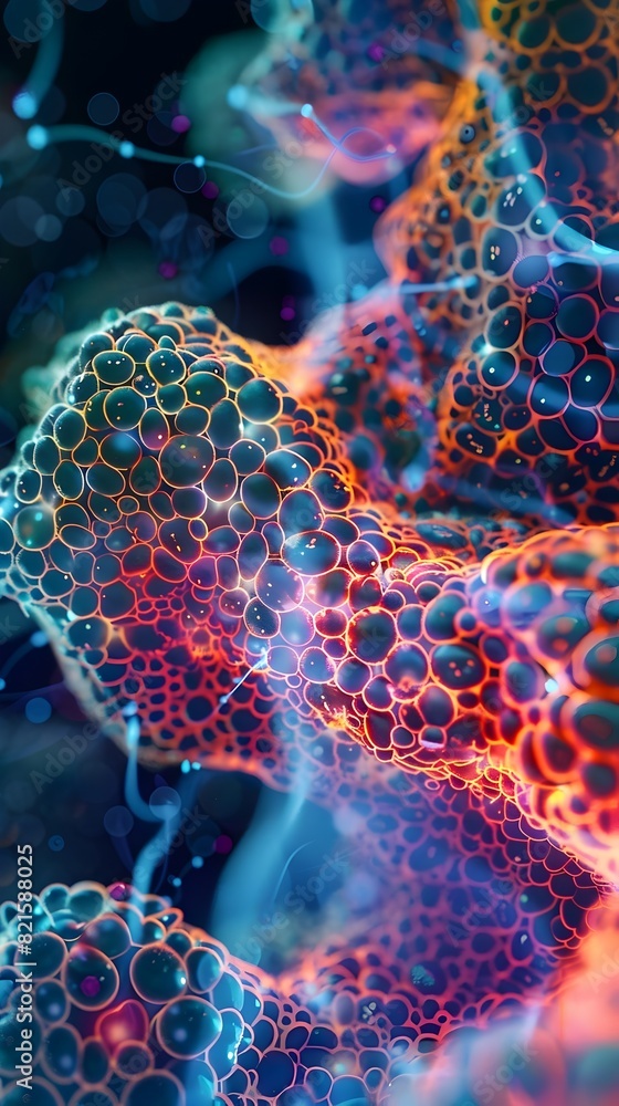 Poster bioluminescent bacterial colony a mesmerizing d of intricate patterns in a minimalist laboratory