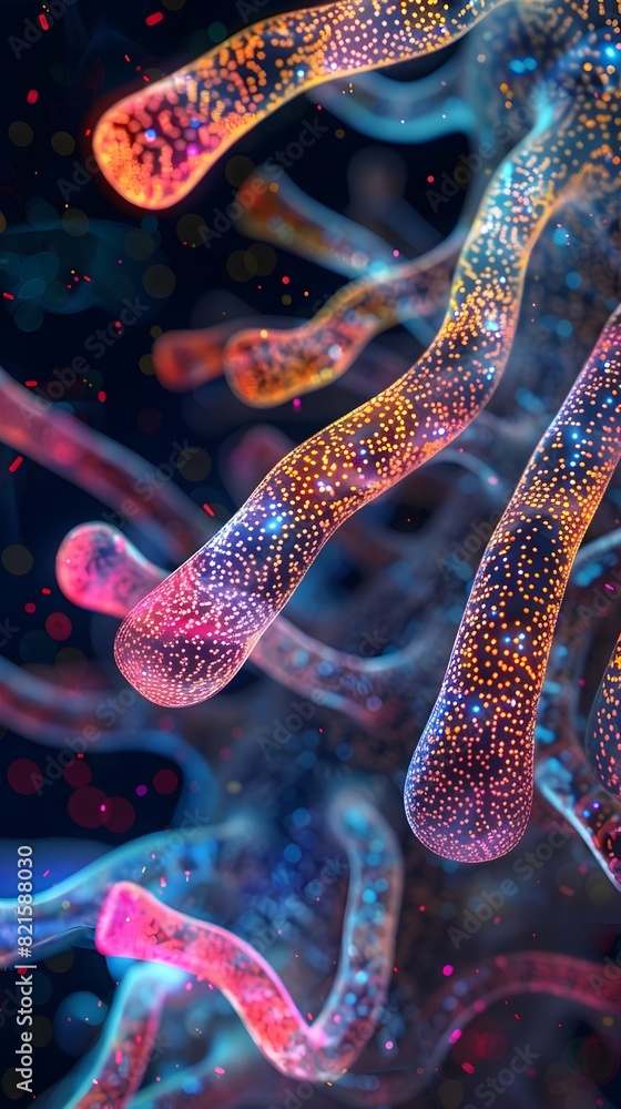 Poster bioluminescent bacterial colony a d of intricate patterns in a minimalist laboratory environment