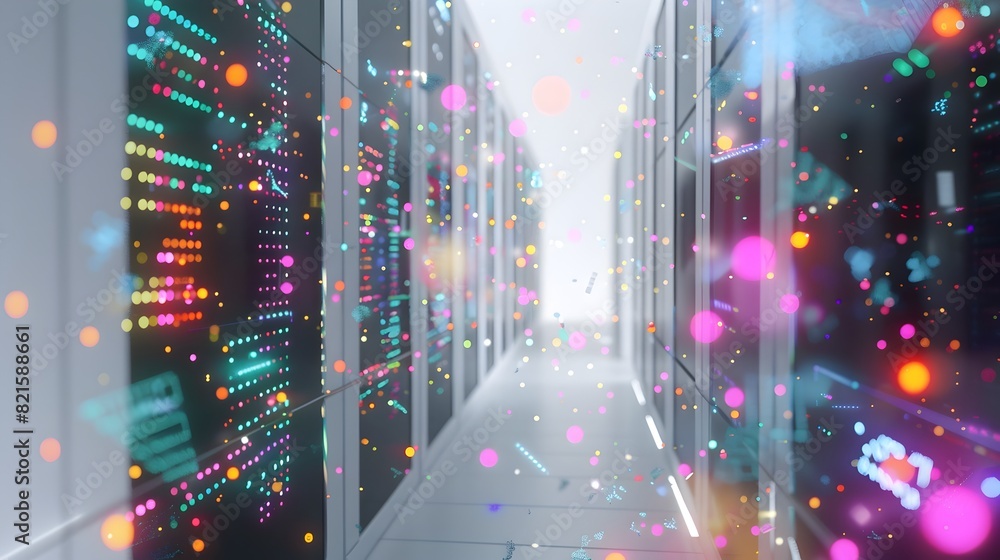 Poster quantum cryptography system protecting data with unbreakable encryption and impressionist dreamlike