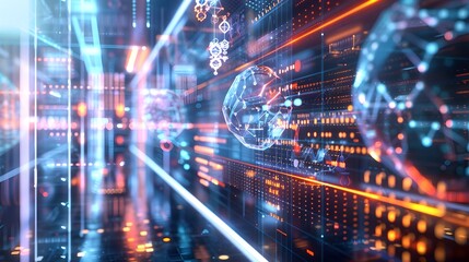 Quantum Algorithm Simulation Visualized in a Utopian Technological Landscape
