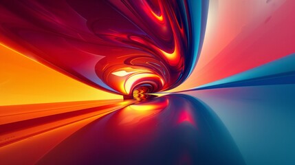 Colorful abstract tunnel with dynamic shapes