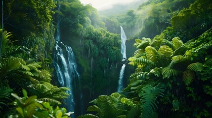 Cascading Waterfalls in the Lush Tropical Rainforest of Maui s Road to Hana