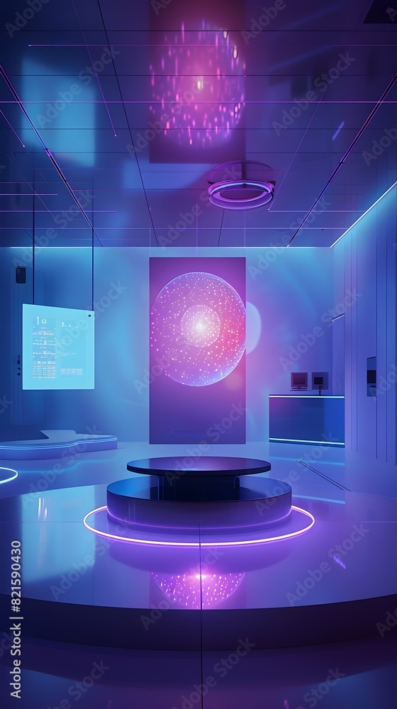Aufkleber quantum computing innovation a serene futuristic interior demonstrating qubit manipulation and data