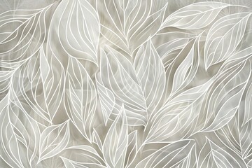 Contemporary background with leafy line sketches - nature-inspired motif